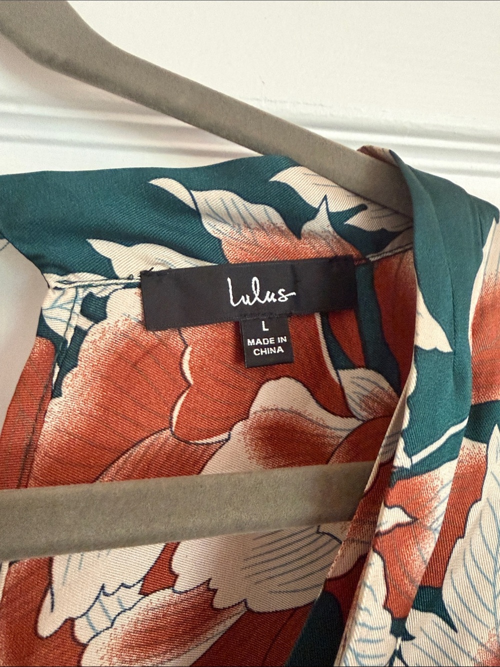 Lulu's Teal Floral V-Neck Jumpsuit with Coral & White Blooms - Picture 2 of 3